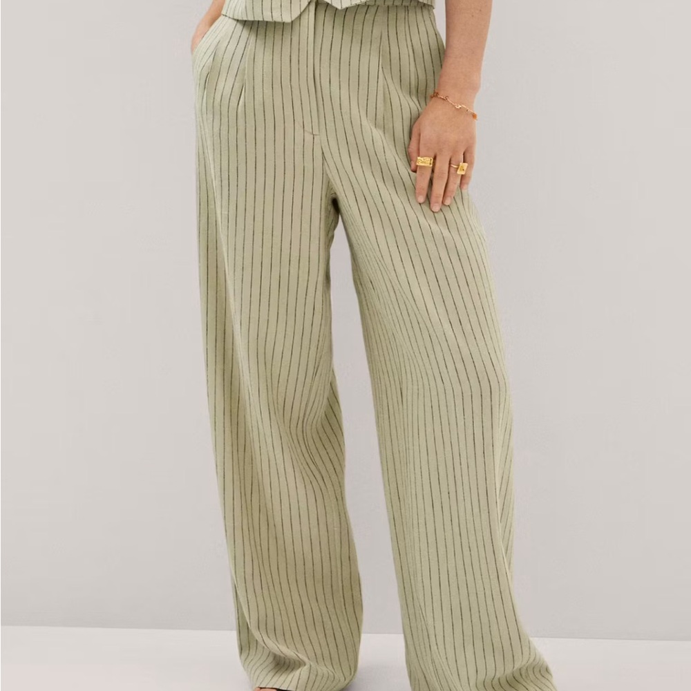 Mango Pinstripe Linen pants